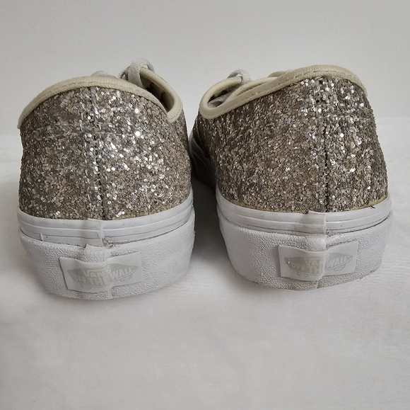 Vans Glitzy Glitter Silver Shine Low Top Classic Lace Up Unisex M-7 W-8.5 ☆ - Picture 8 of 12